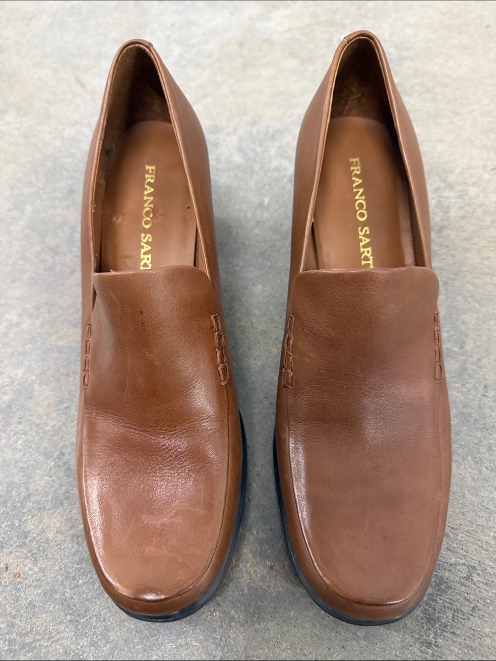 Franco Sarto Vintage Brown Leather Slip-On Loafers - Picture 1 of 6